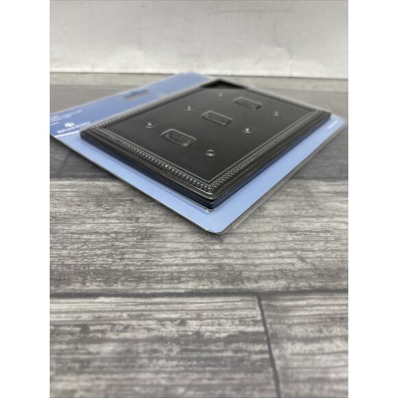 Brainerd Beaded Triple Toggle Wall Switch Plate 79867 Brushed Bronze {1} - Picture 7 of 11